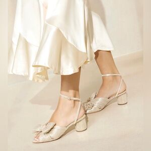 Loeffler Randall Dahlia Platinum Pleated Bow Heel